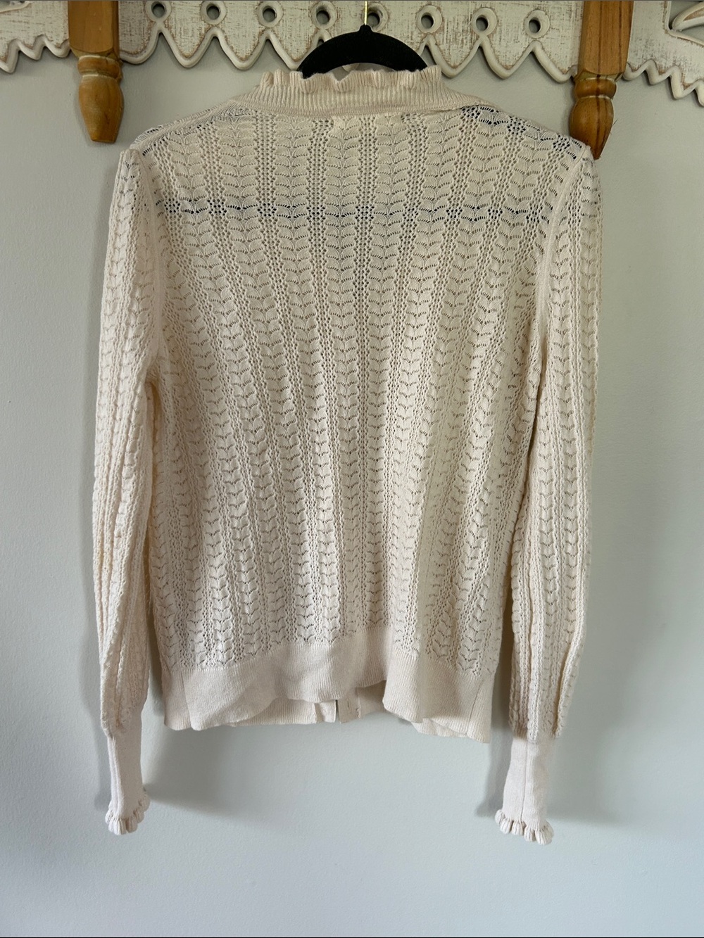 Boden Pointelle Frill Cardigan in Cream -cottagecore -ruffle - feminine - size M - Picture 7 of 7